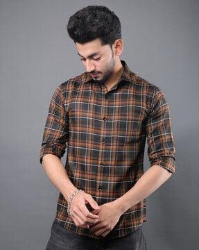 checked slim fit shirt