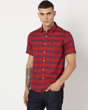 checked slim fit shirt