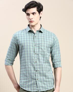 checked slim fit shirt