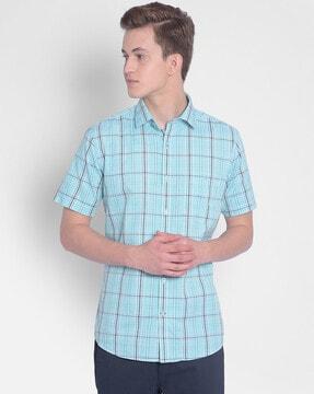 checked slim-fit shirt