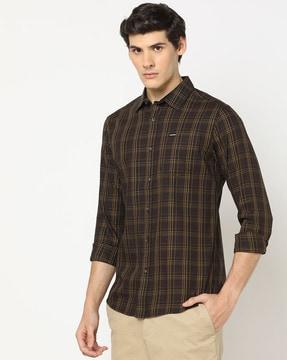 checked slim fit shirt