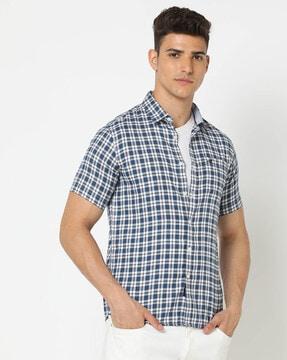 checked slim fit shirt