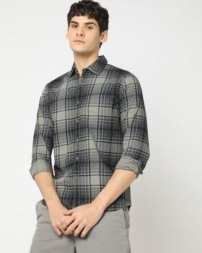 checked slim fit shirt