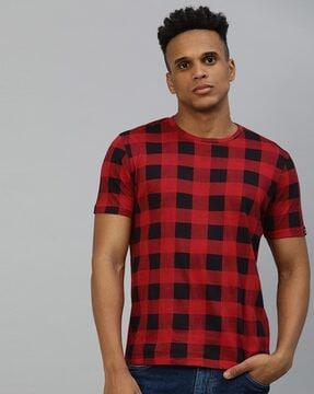 checked slim fit t-shirt