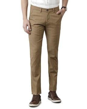 checked slim fit trousers