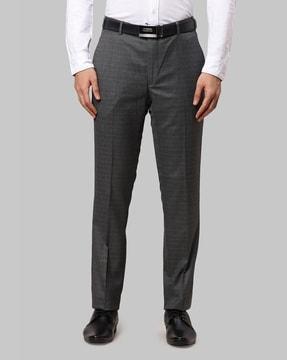 checked slim fit trousers