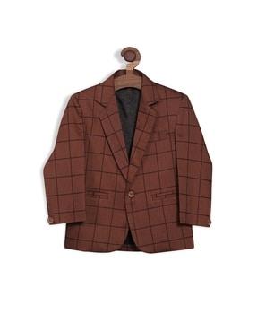 checked smart fit single-breasted blazer