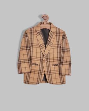 checked smart fit single-breasted blazer