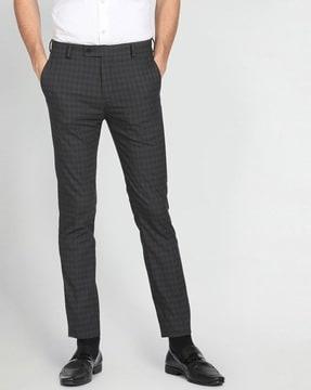 checked smart flex flat-front trousers