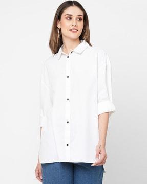 checked spread collared shirt