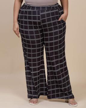 checked straight fit palazzos