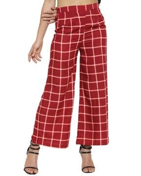 checked straight fit palazzos