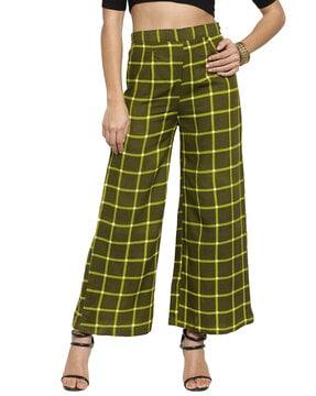 checked straight fit palazzos