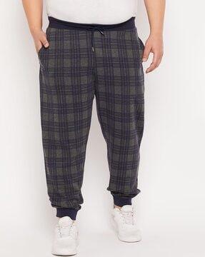 checked straight joggers with insert pockets