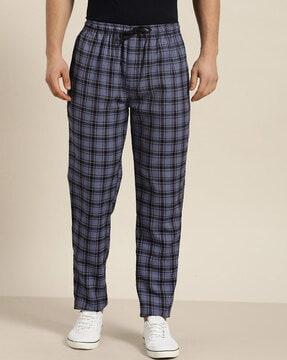 checked straight track pants