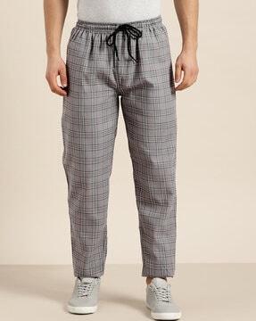 checked straight track pants