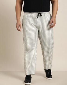 checked straight track pants