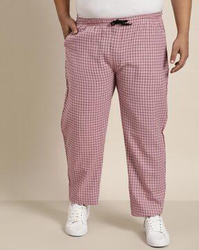 checked straight track pants