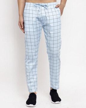 checked straight track pants