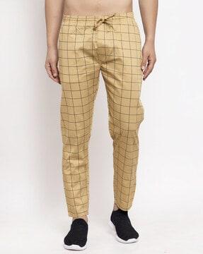 checked straight track pants