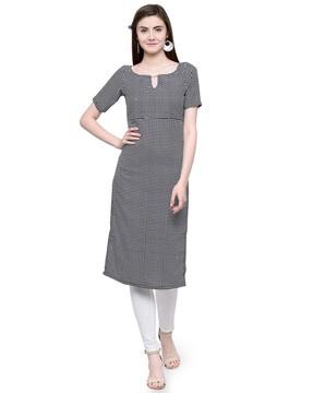 checked straight tunic