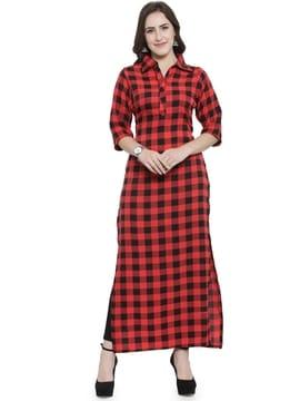 checked straight tunic