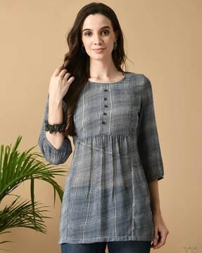 checked straight tunic