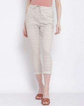 checked stretch pants