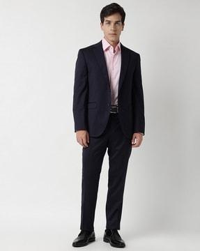 checked stretchable regular-fit suit