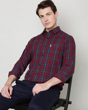 checked tailored fit shirt with patch pocket