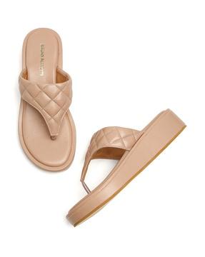 checked thong-strap flat sandals