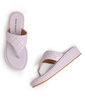 checked thong-strap flat sandals