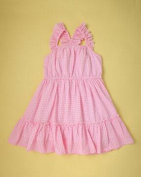 checked tiered dress
