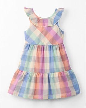 checked tiered dress