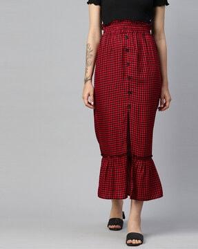 checked tiered skirt