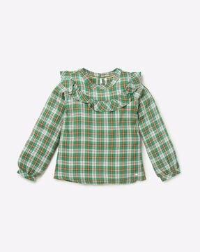checked top with ruffles
