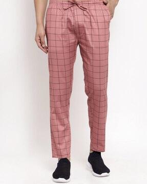 checked track pants with slip pockets