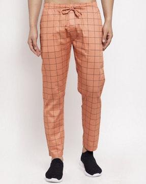 checked track pants with slip pockets