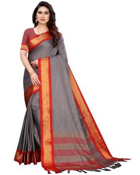 checked traditional saree with contrast border