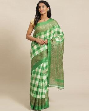 checked traditional saree