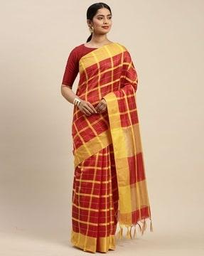 checked traditional saree