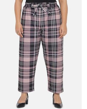 checked trousers with drawstring waist