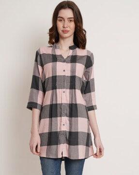 checked tunic with 3/4th sleeves