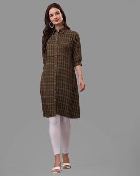 checked tunic with patch pocket