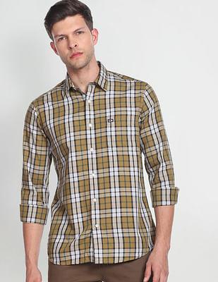 checked twill casual shirt