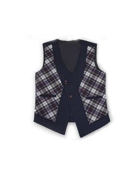 checked waist coat with insert pocket