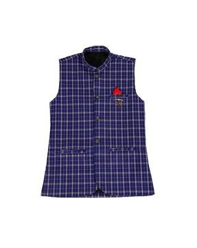 checked waistcoat with patch pocket