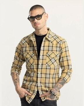 checked wide window regular fit shirt