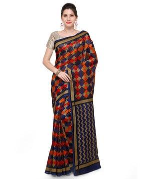 checked woven saree