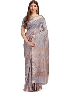 checked zari woven tissue silk saree